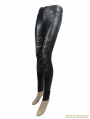 Black Gothic Flower Hollow-Out Legging for Women