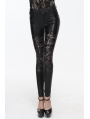 Black Gothic Flower Hollow-Out Legging for Women