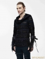 Black Gothic Hole Hooded Long Sleeves Shirt for Men