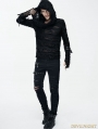 Black Gothic Hole Hooded Long Sleeves Shirt for Men