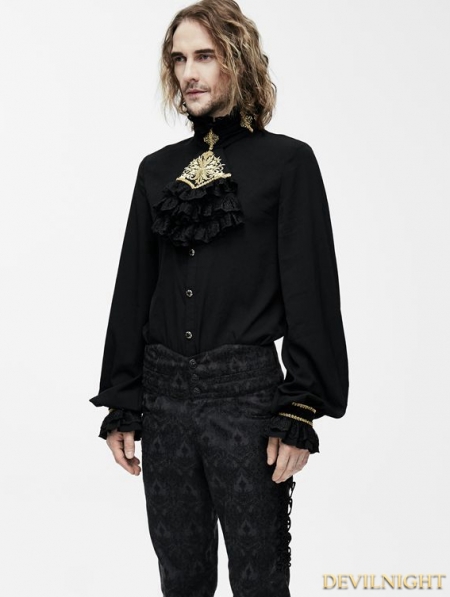 Black Gothic Vintage Palace Style Blouse with Bowtie for Men ...