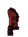 Red Long Sleeves Ruffle Gothic Blouse for Women