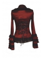 Red Long Sleeves Ruffle Gothic Blouse for Women