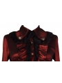 Red Long Sleeves Ruffle Gothic Blouse for Women
