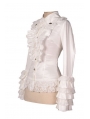 White Long Sleeves Ruffle Gothic Blouse for Women