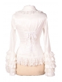 White Long Sleeves Ruffle Gothic Blouse for Women