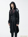 Black Vintage PU Leather Gothic Trench Coat for Men