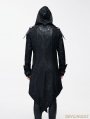 Black Vintage PU Leather Gothic Trench Coat for Men