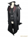 Black Vintage PU Leather Gothic Trench Coat for Men