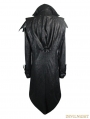 Black Vintage PU Leather Gothic Trench Coat for Men