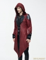 Black and Red Vintage PU Leather Gothic Trench Coat for Men