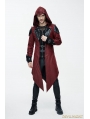 Black and Red Vintage PU Leather Gothic Trench Coat for Men