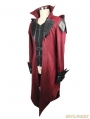 Black and Red Vintage PU Leather Gothic Trench Coat for Men