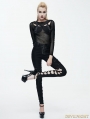 Black Gothic Punk Rivet Net Long Sleeves Shirt for Women