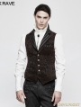 Coffee Steampunk Vintage Jacquard Vest for Men