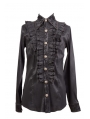 Black Long Sleeves Ruffle Gothic Blouse for Men