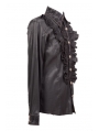 Black Long Sleeves Ruffle Gothic Blouse for Men