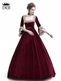 Wine Red Velvet Marie Antoinette Queen Theatrical Victorian Dress