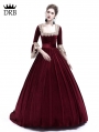 Wine Red Velvet Marie Antoinette Queen Theatrical Victorian Dress