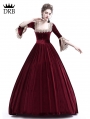 Wine Red Velvet Marie Antoinette Queen Theatrical Victorian Dress