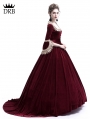 Wine Red Velvet Marie Antoinette Queen Theatrical Victorian Dress