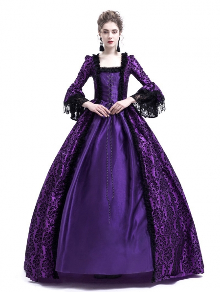 Purple Masked Ball Gothic Victorian Costume Dress - Devilnight.co.uk