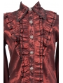 Red Long Sleeves Ruffle Gothic Blouse for Men