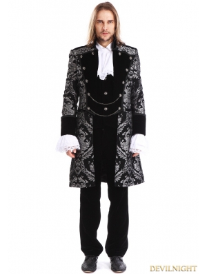 Sliver Printing Pattern Gothic Swallow Tail Jacket for Men