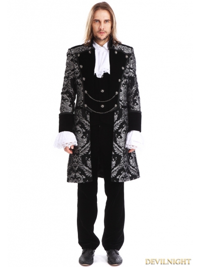 Sliver Printing Pattern Gothic Swallow Tail Jacket for Men