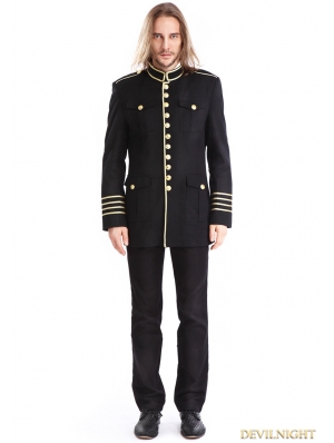 Black Mens Gothic Military Uniform Jacket