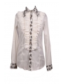 White Long Sleeves Ruffle Gothic Blouse for Men