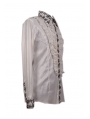 White Long Sleeves Ruffle Gothic Blouse for Men