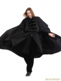 Black Gothic Vintage Long Coat with Detachable Shawl for Men