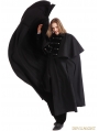Black Gothic Vintage Long Coat with Detachable Shawl for Men