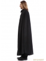 Black Gothic Vintage Long Coat with Detachable Shawl for Men