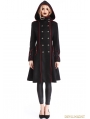 Black Gothic Hooded Double-Breasted Coat for Women