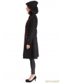 Black Gothic Hooded Double-Breasted Coat for Women