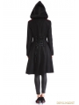 Black Gothic Hooded Double-Breasted Coat for Women