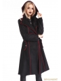 Black Gothic Hooded Double-Breasted Coat for Women