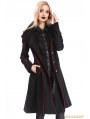 Black Gothic Hooded Double-Breasted Coat for Women