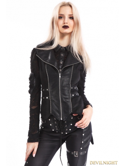 Black Gothic Punk Swallow Tail Waistcoat for Women