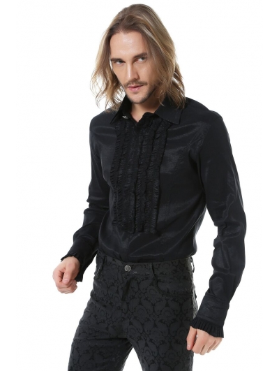 Black Long Sleeves Gothic Blouse for Men