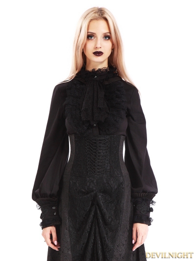 Black Vintage Gothic Bowtie Blouse for Women