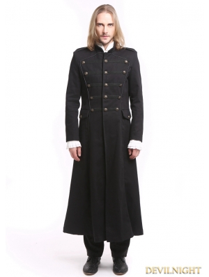 Black Vintage Gothic Long Trench Coat for Men