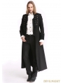 Black Vintage Pattern Gothic Long Double-Breasted Trench Coat for Men