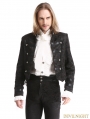 Black Vintage Pattern Gothic Two Wear Double-Breasted Coat for Men