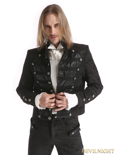 Black Vintage Pattern Gothic Short Jacket for Men