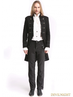 Black Vintage Palace Style Gothic Swallow Tail Jacket for Men