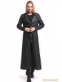 Black PU Leather Gothic Punk Military Style Long Trench Coat for Men