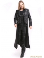 Black PU Leather Gothic Punk Military Style Long Trench Coat for Men